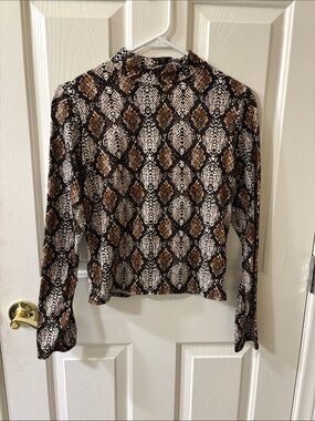 Olivia Rae Brown and Black Snakeprint Long Sleeve Top